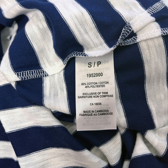 Nicole Miller Stripe Tee t-shirt Tank Top Navy White V-Neck Short Sleeve HiLo - Picture 9 of 11